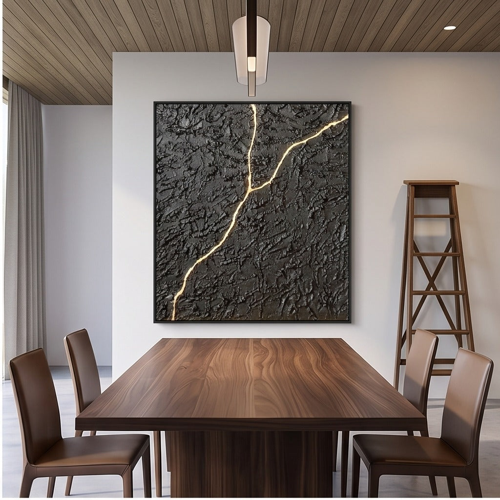 Black Textured Abstract Wall Art #TO560