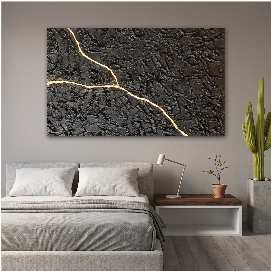 Black Textured Abstract Wall Art #TO384