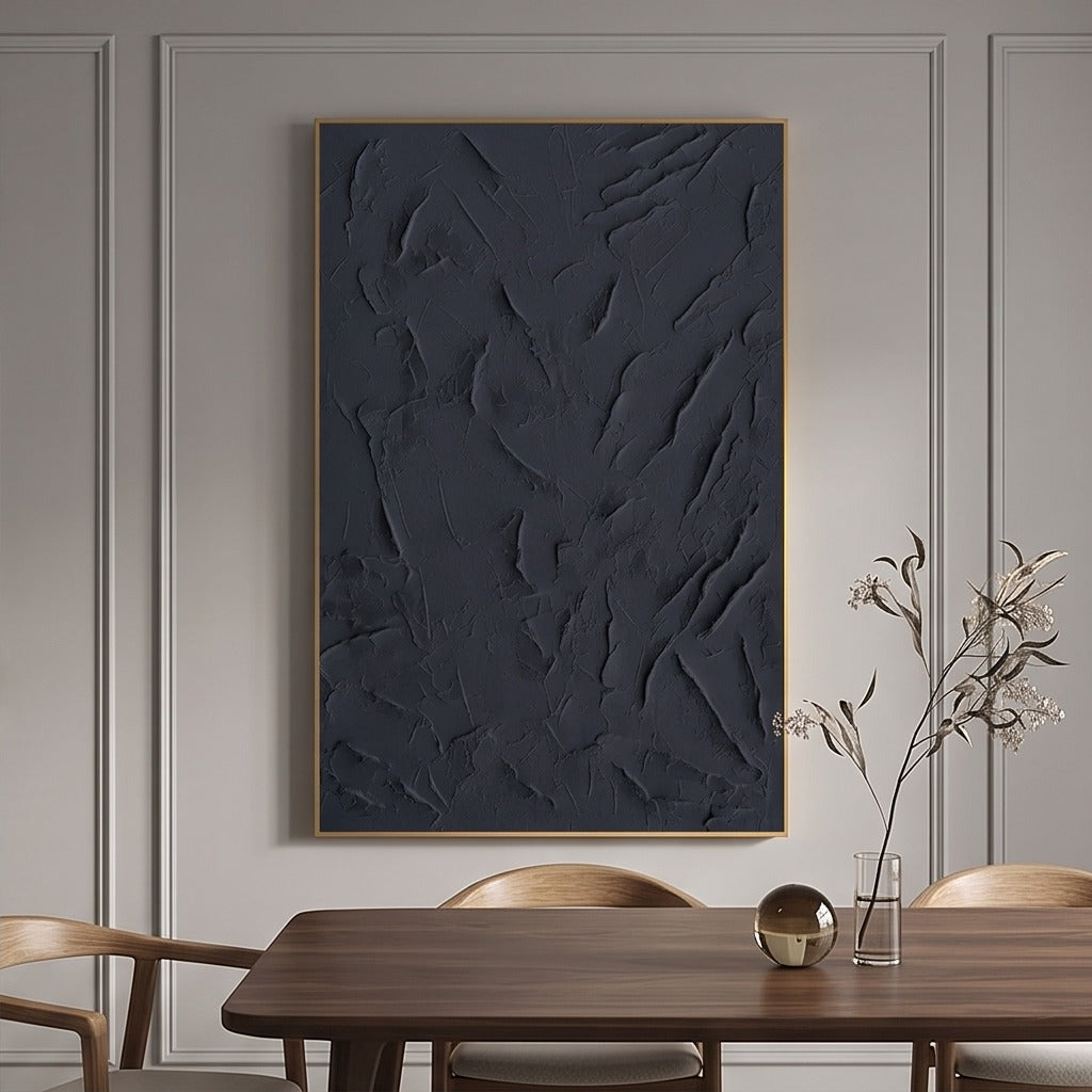Black Textured Abstract Wall Art #TO197