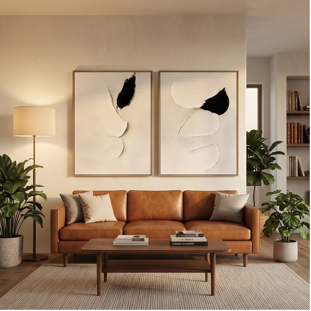 Black & White Sculptural Diptych Wall Art #TO840