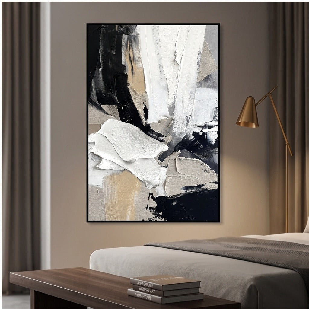Black White & Beige Abstract Wall Art #TO596