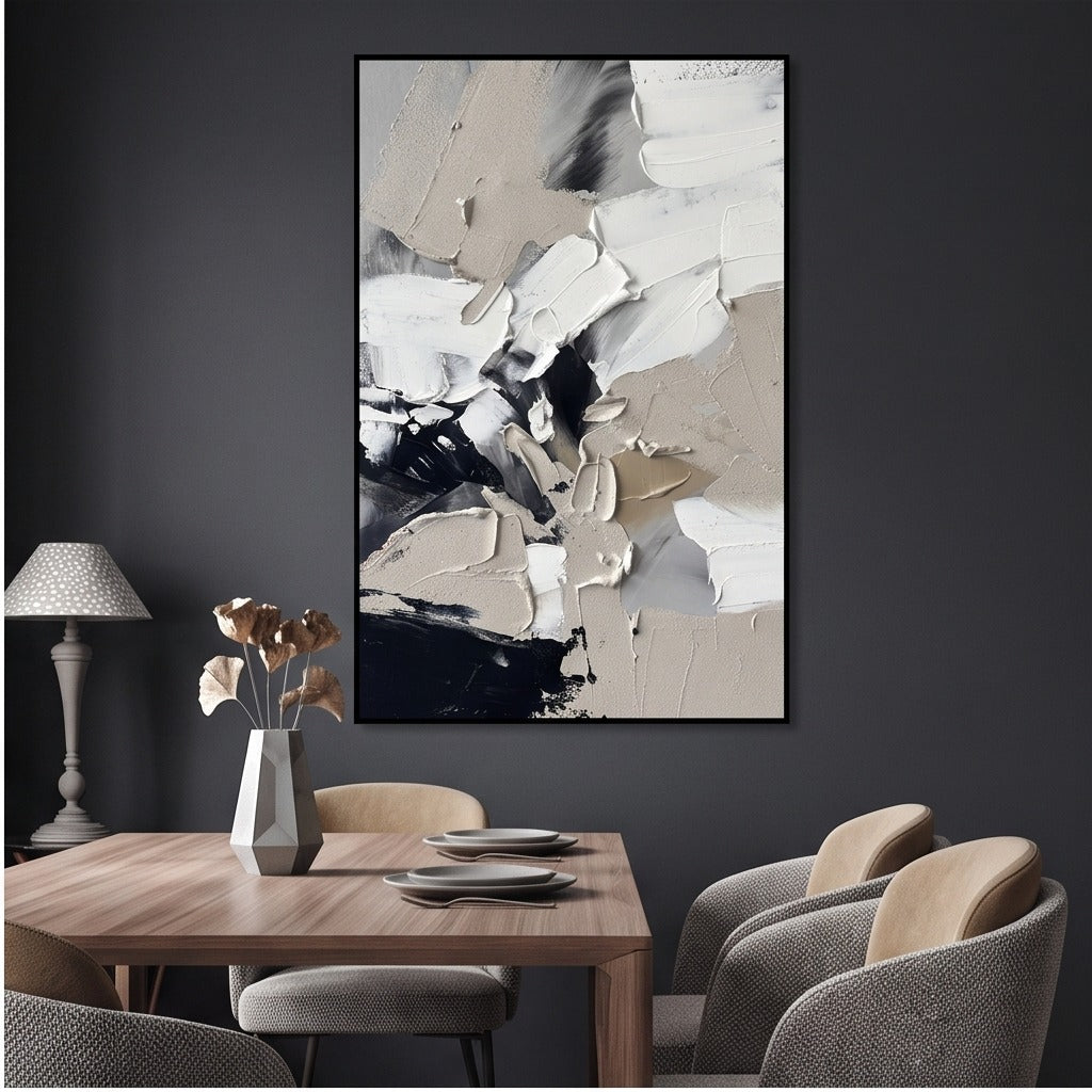 Black White & Beige Abstract Wall Art #TO484