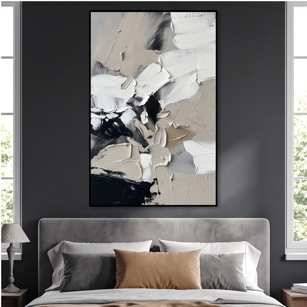 Black White & Beige Abstract Wall Art #TO484