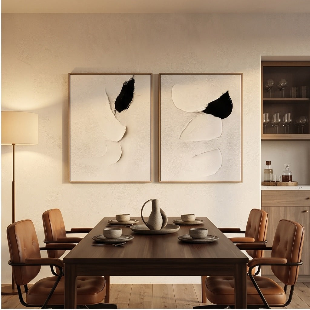 Black & White Sculptural Diptych Wall Art #TO840