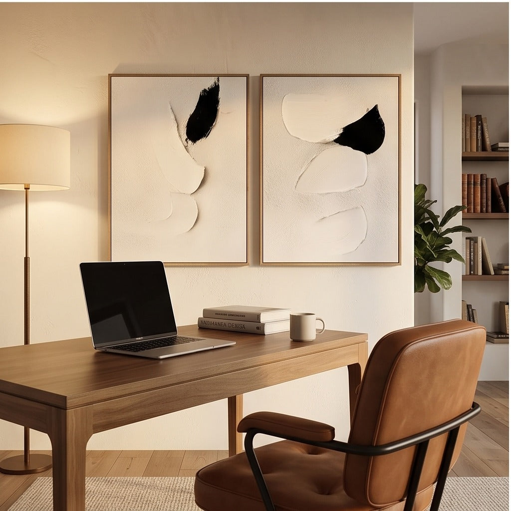 Black & White Sculptural Diptych Wall Art #TO840