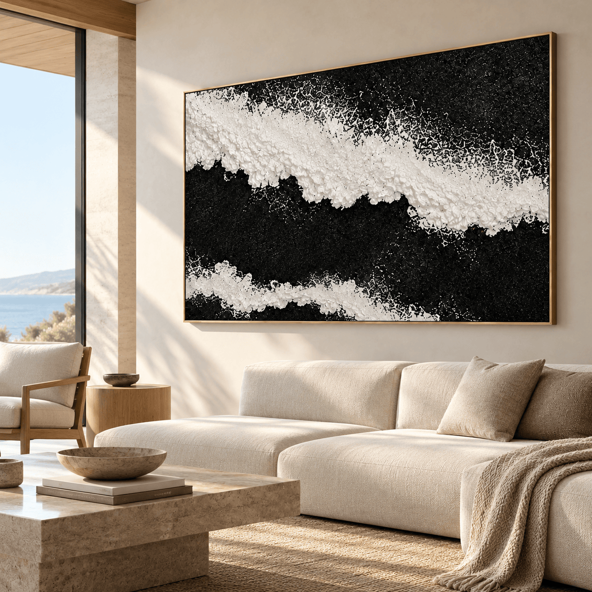 Black and White Textured Abstract Wall Art #TO355