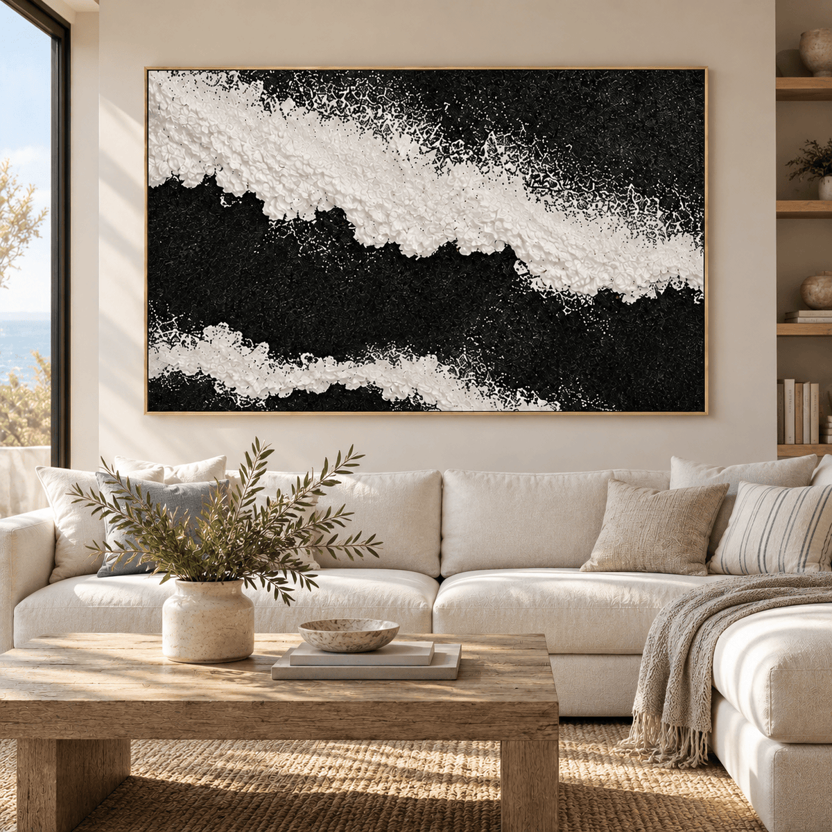 Black and White Textured Abstract Wall Art #TO355