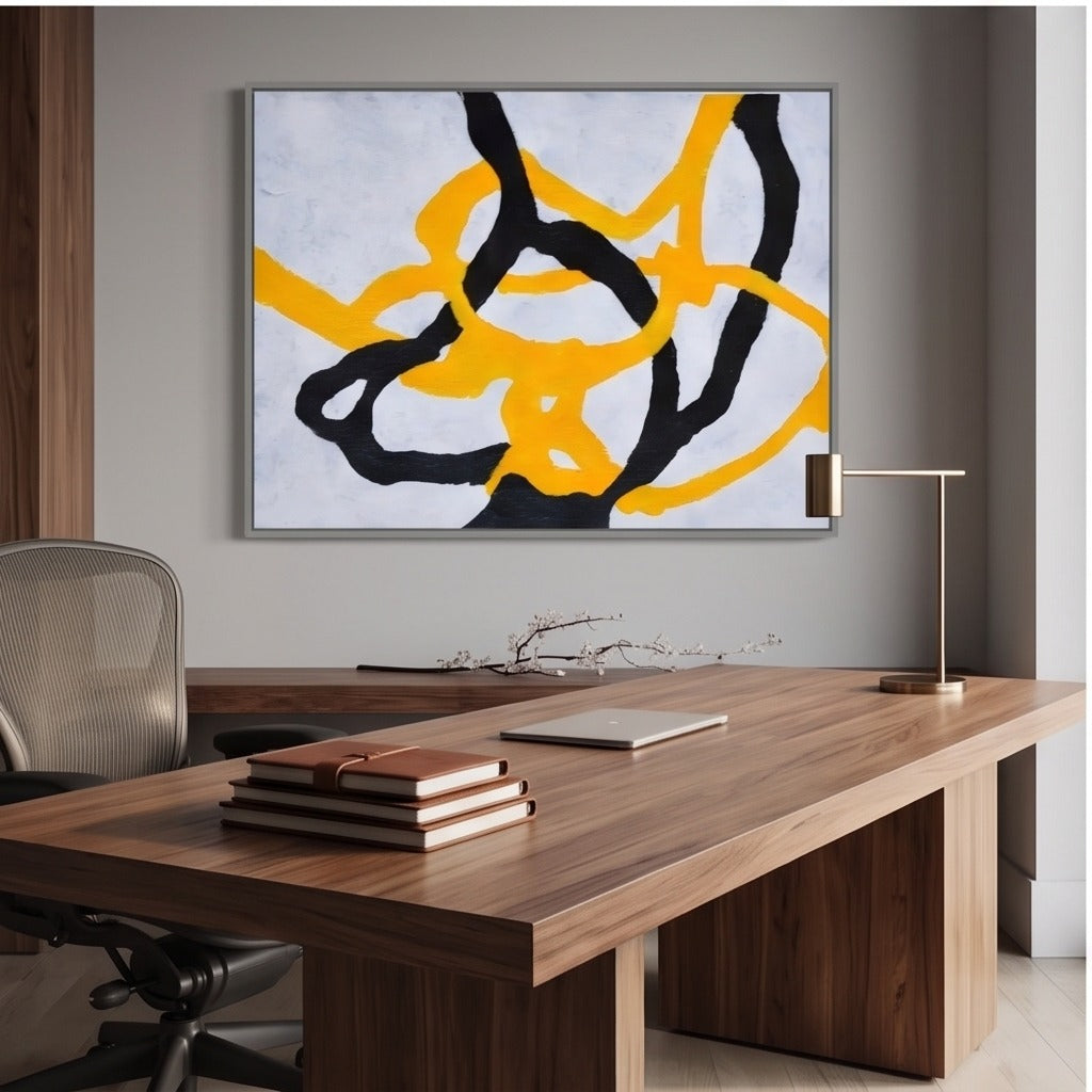 Black and Yellow Abstract Wall Art #TO868