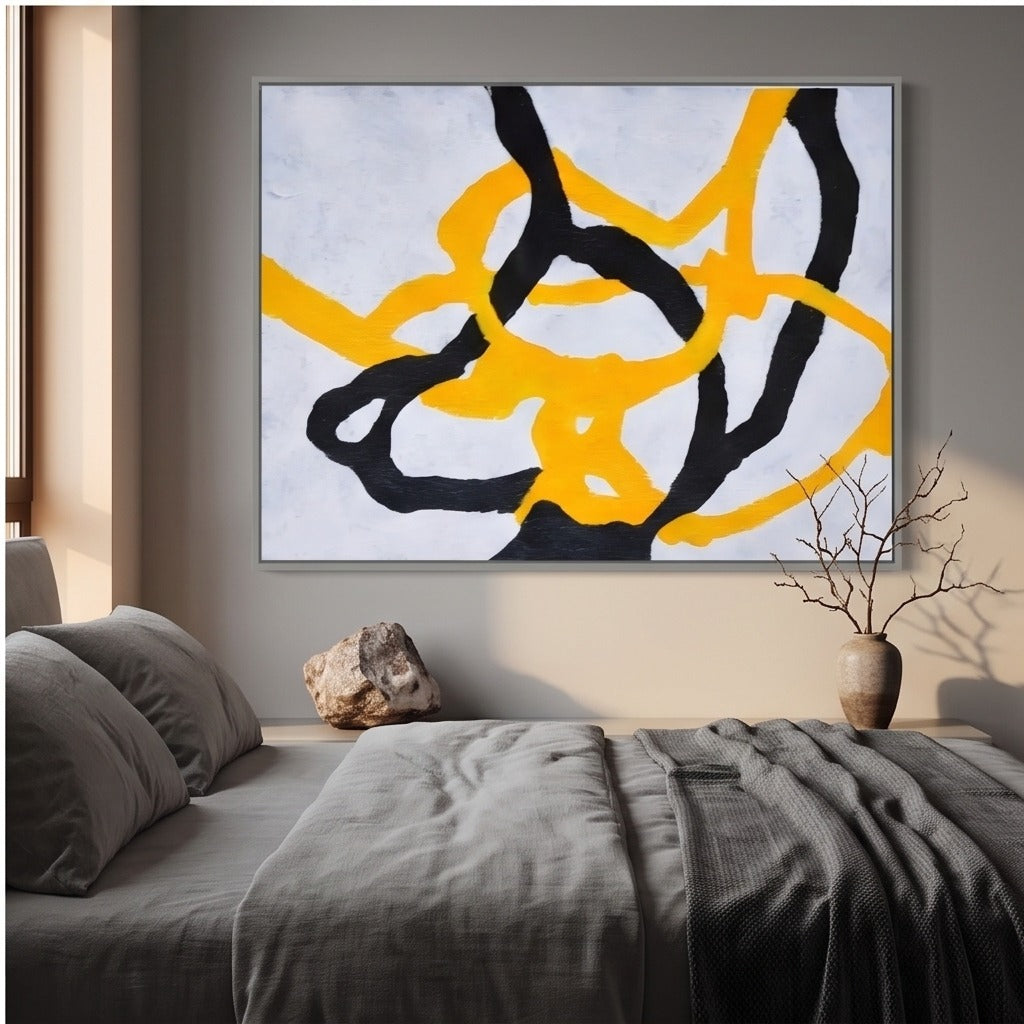 Black and Yellow Abstract Wall Art #TO868