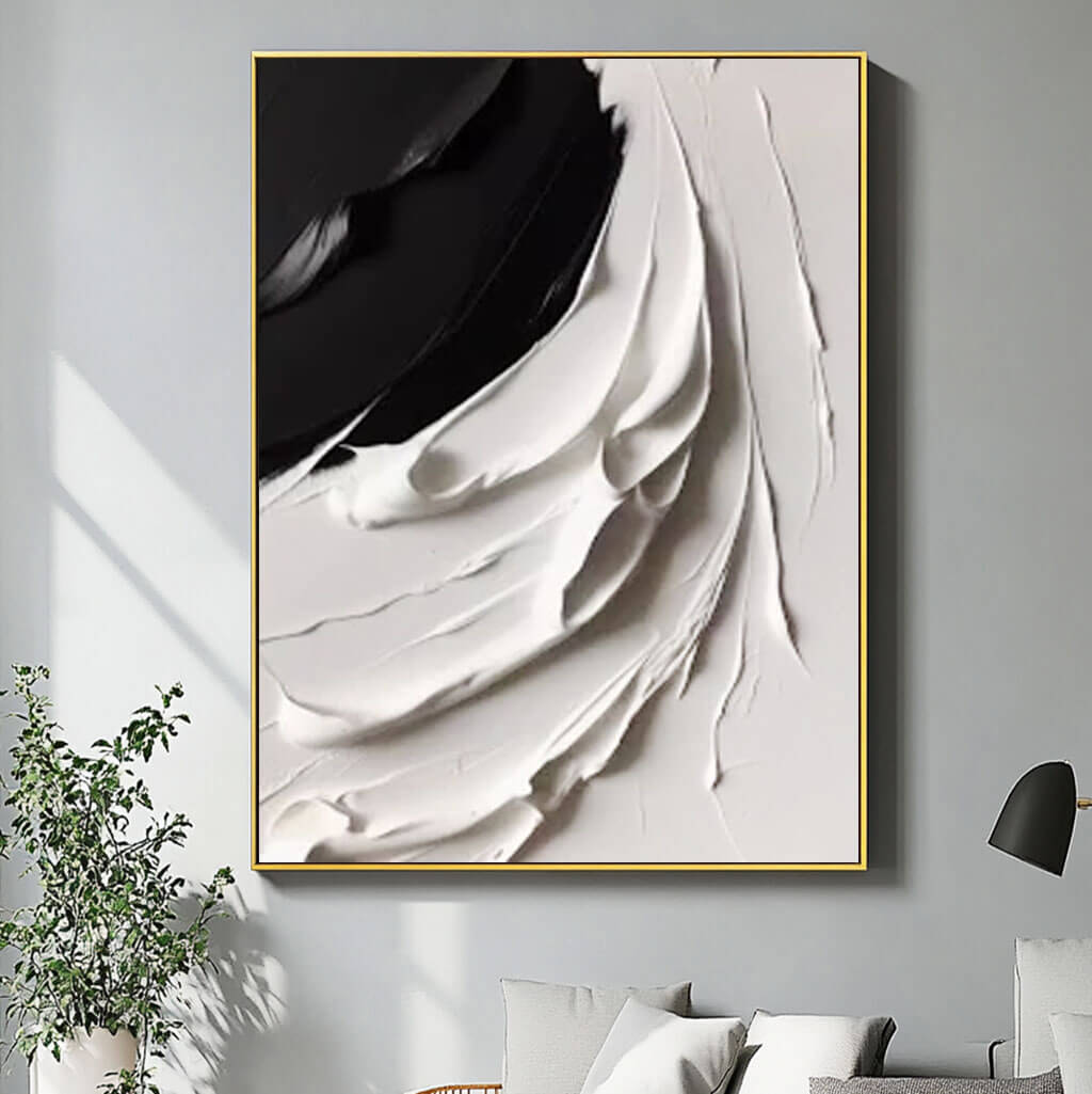 Black and White Textured Abstract Wall Art #MT818