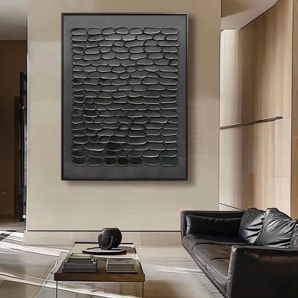 Black Textured Abstract Wall Art #MT425
