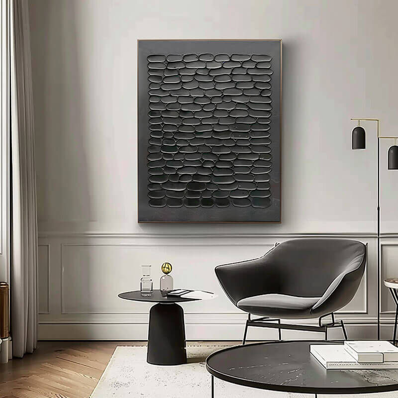 Black Textured Abstract Wall Art #MT425