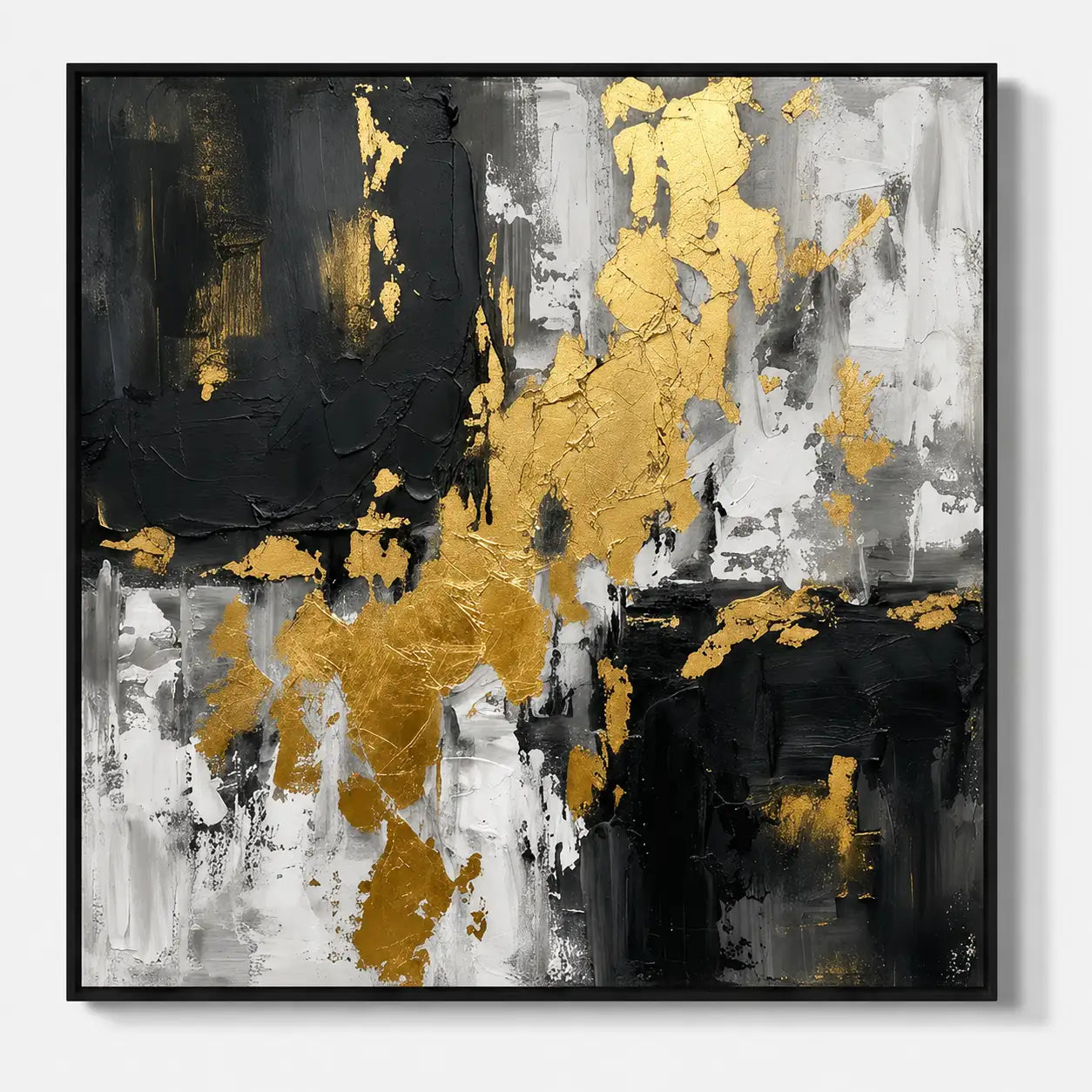 Black White & Gold Abstract Wall Art #MT119