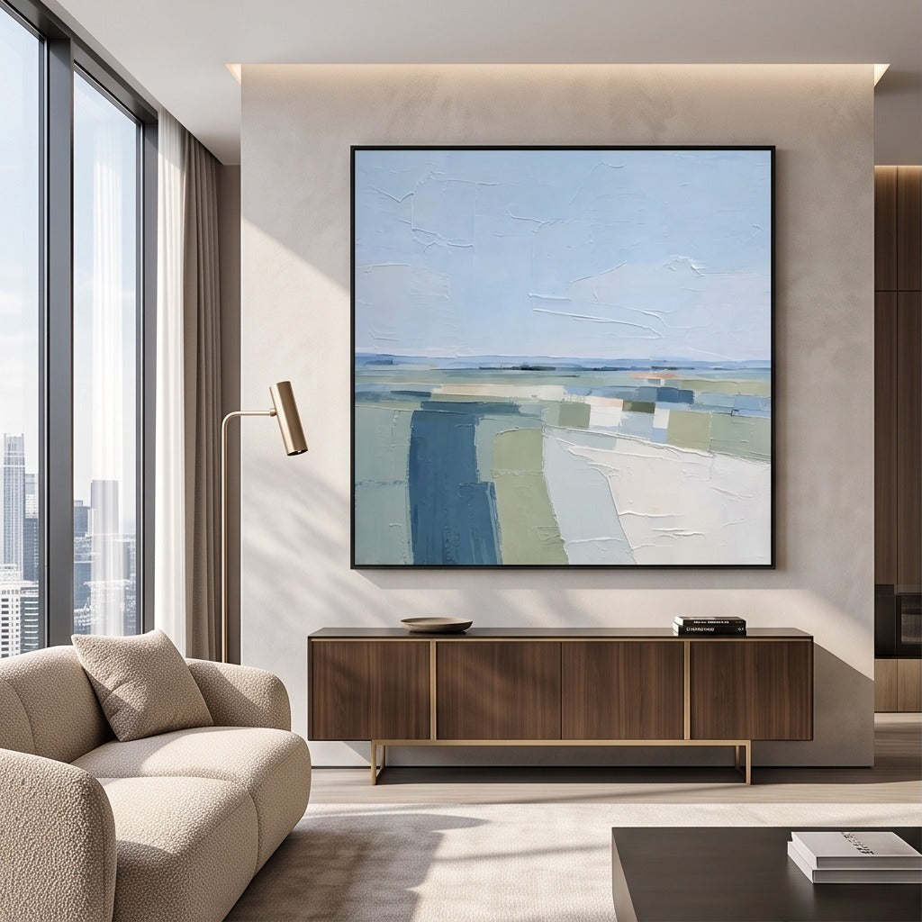 Blue Green Abstract Landscape Wall Art #TO147