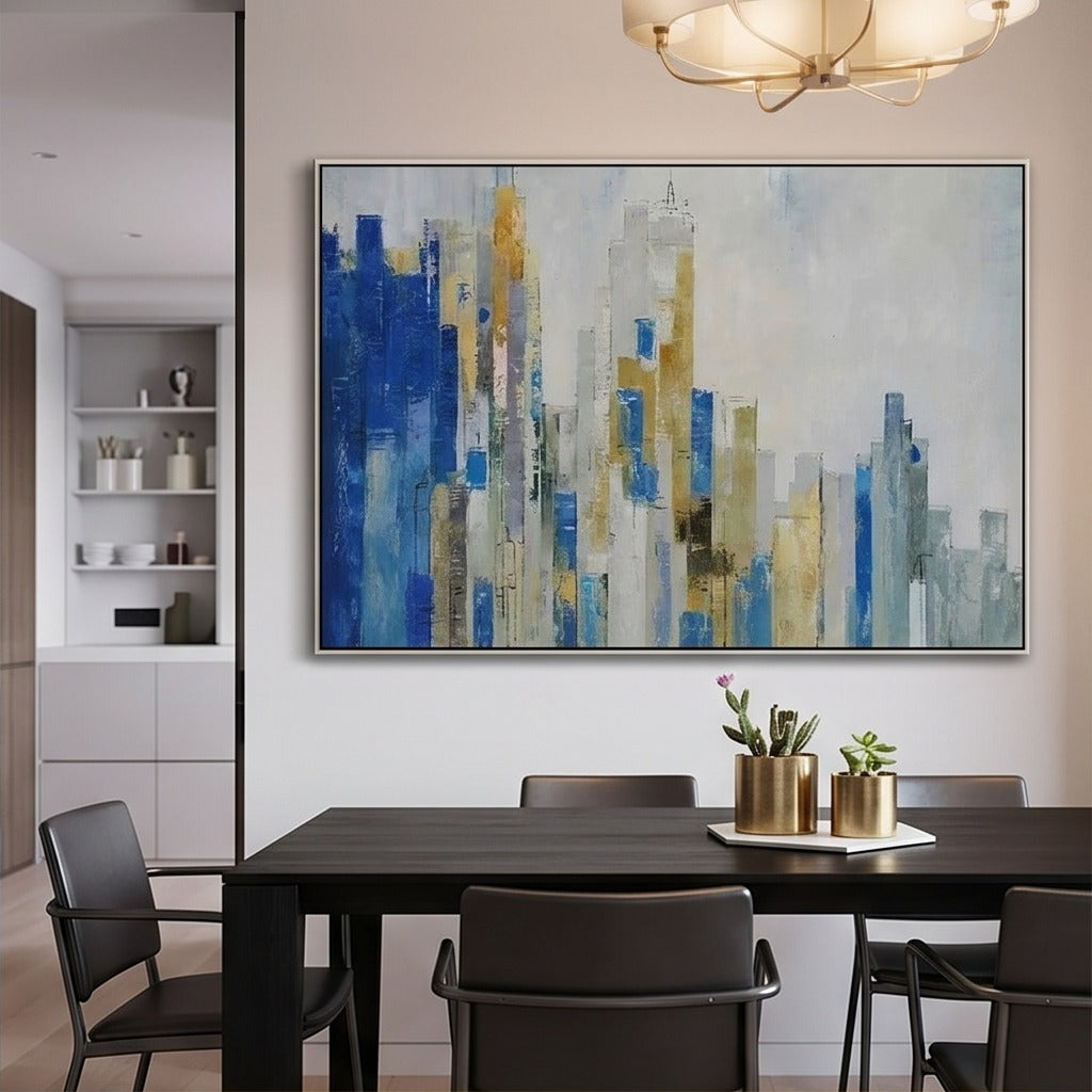 Blue Abstract Cityscape Wall Art #TO008