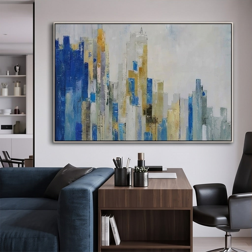 Blue Abstract Cityscape Wall Art #TO008