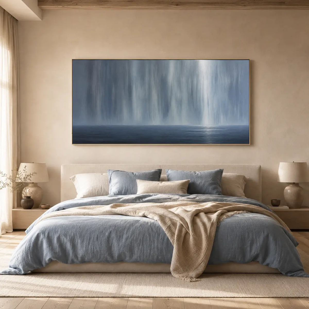 Blue Gray Abstract Seascape Wall Art #TO043