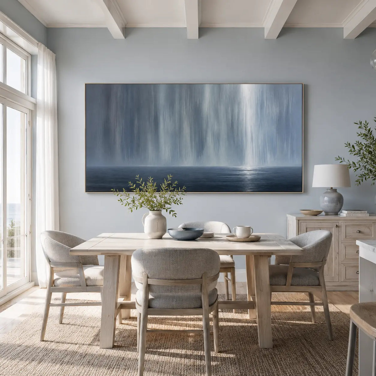 Blue Gray Abstract Seascape Wall Art #TO043