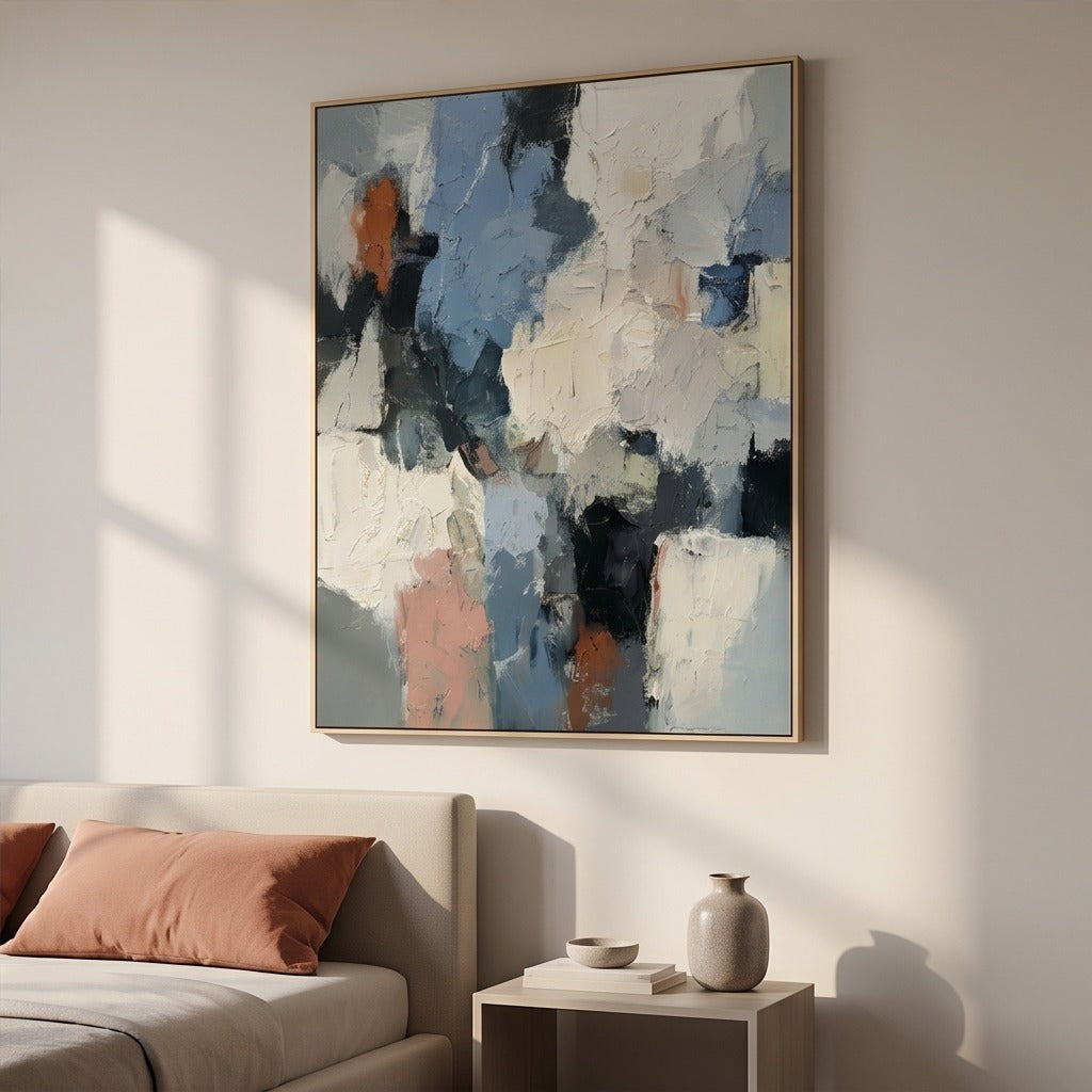 Blue & Neutral Abstract Wall Art  #TO867