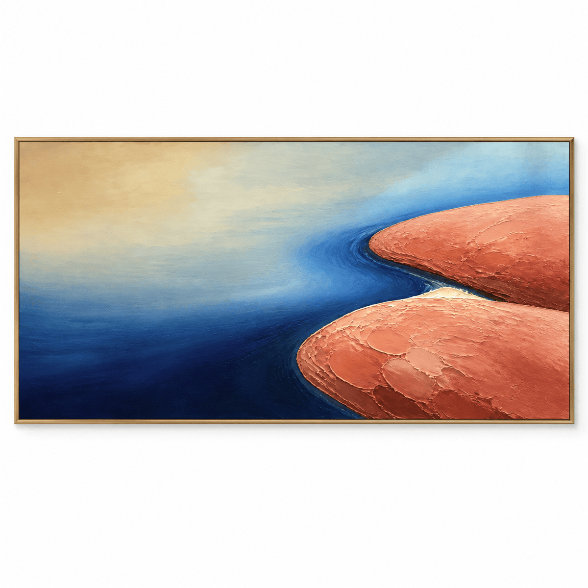 Blue Orange Abstract Landscape Wall Art #TO025