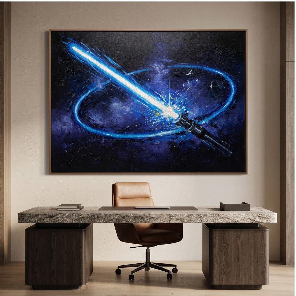 Blue Sci-Fi Energy Sword Wall Art #TO879