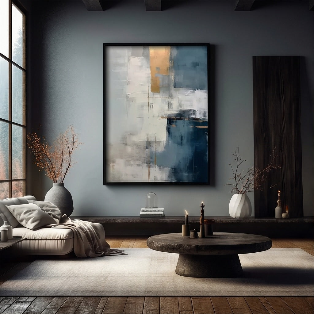 Blue and Beige Abstract Wall Art #TO823