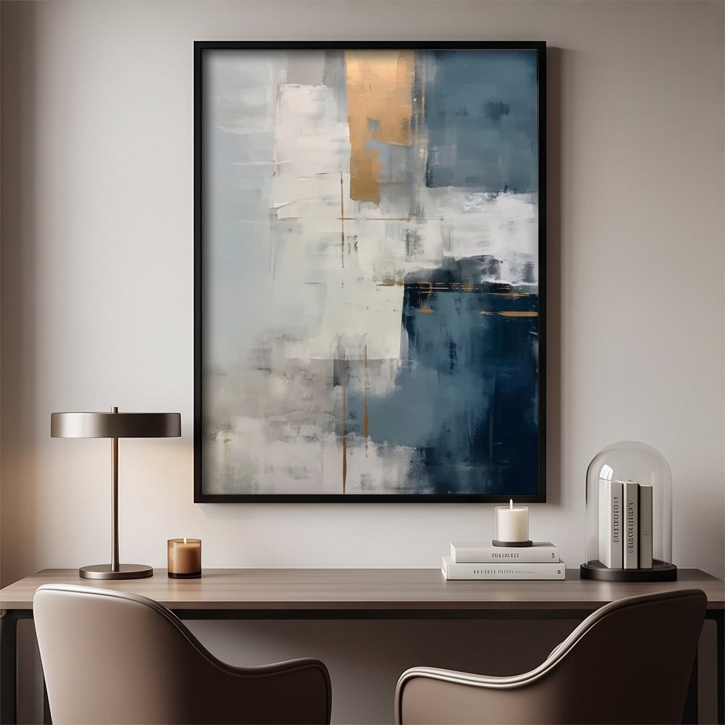 Blue and Beige Abstract Wall Art #TO823