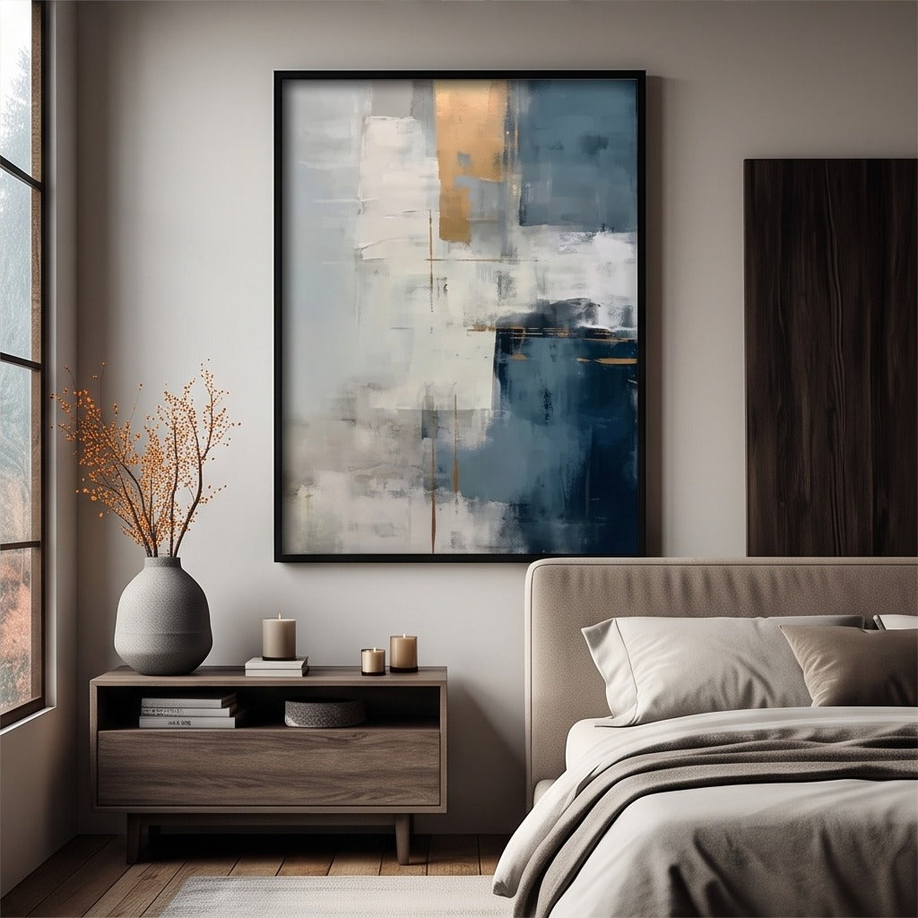 Blue and Beige Abstract Wall Art #TO823