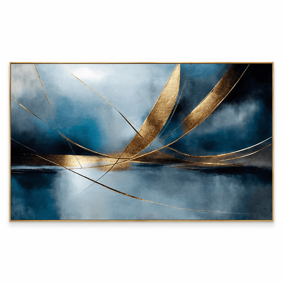 Blue and Gold Abstract Wall Art #TO145