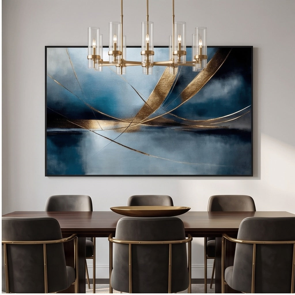 Blue and Gold Abstract Wall Art #TO145