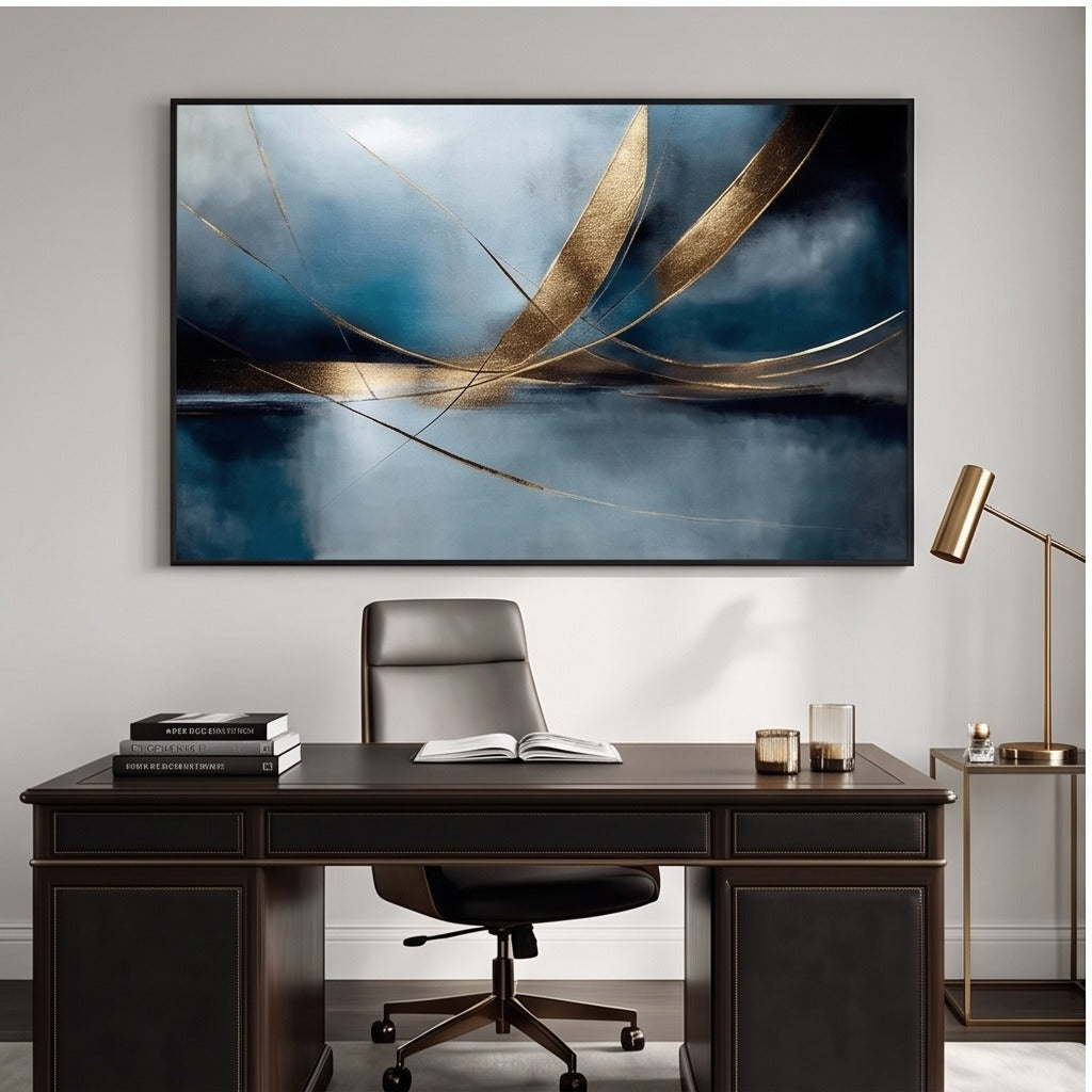 Blue and Gold Abstract Wall Art #TO145
