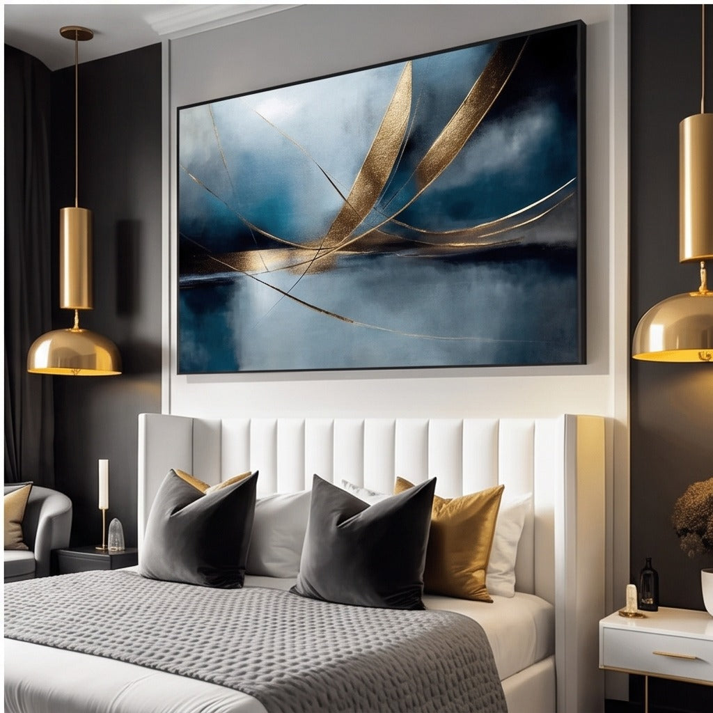 Blue and Gold Abstract Wall Art #TO145