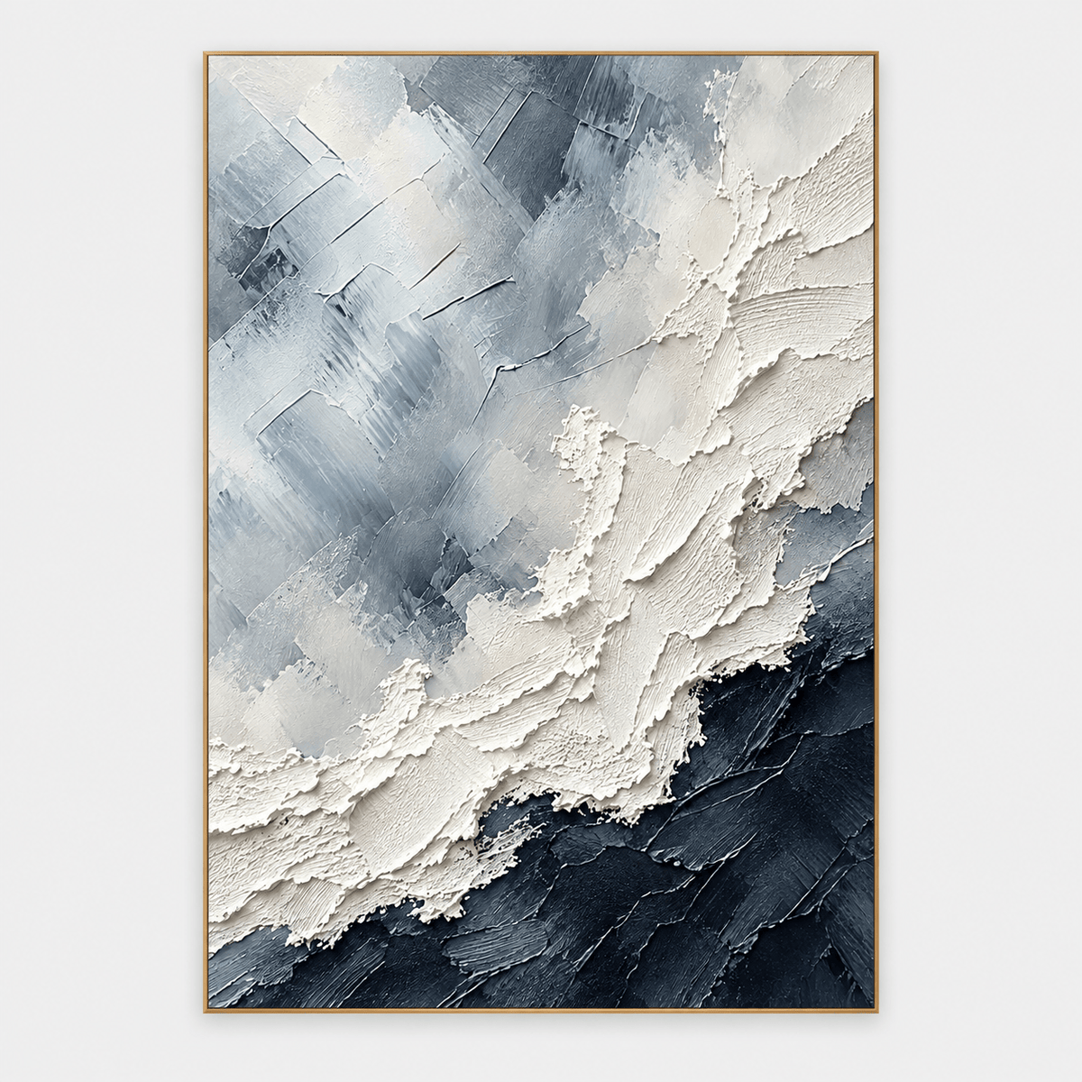 Blue and White Textured Abstract Wall Art #TO356