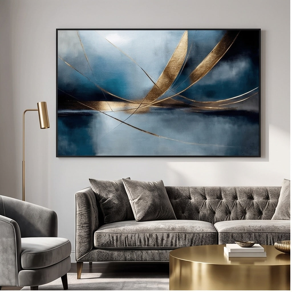 Blue and Gold Abstract Wall Art #TO145