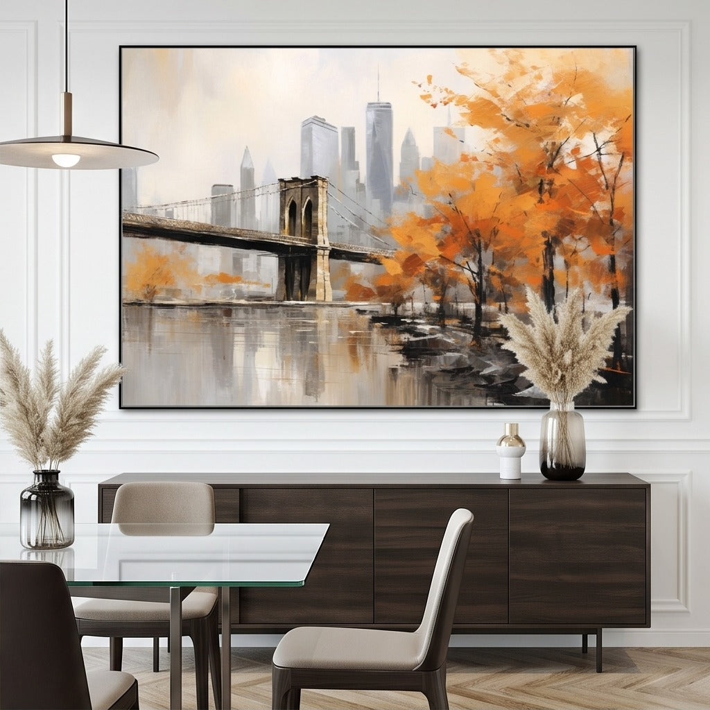 Brooklyn Bridge Cityscape Wall Art #TO180