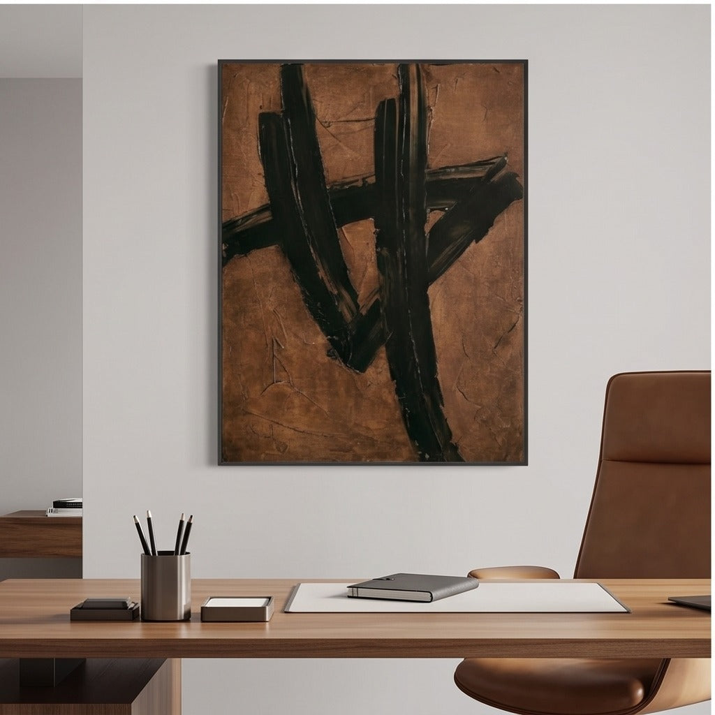 Brown Black Abstract Wall Art #TO129