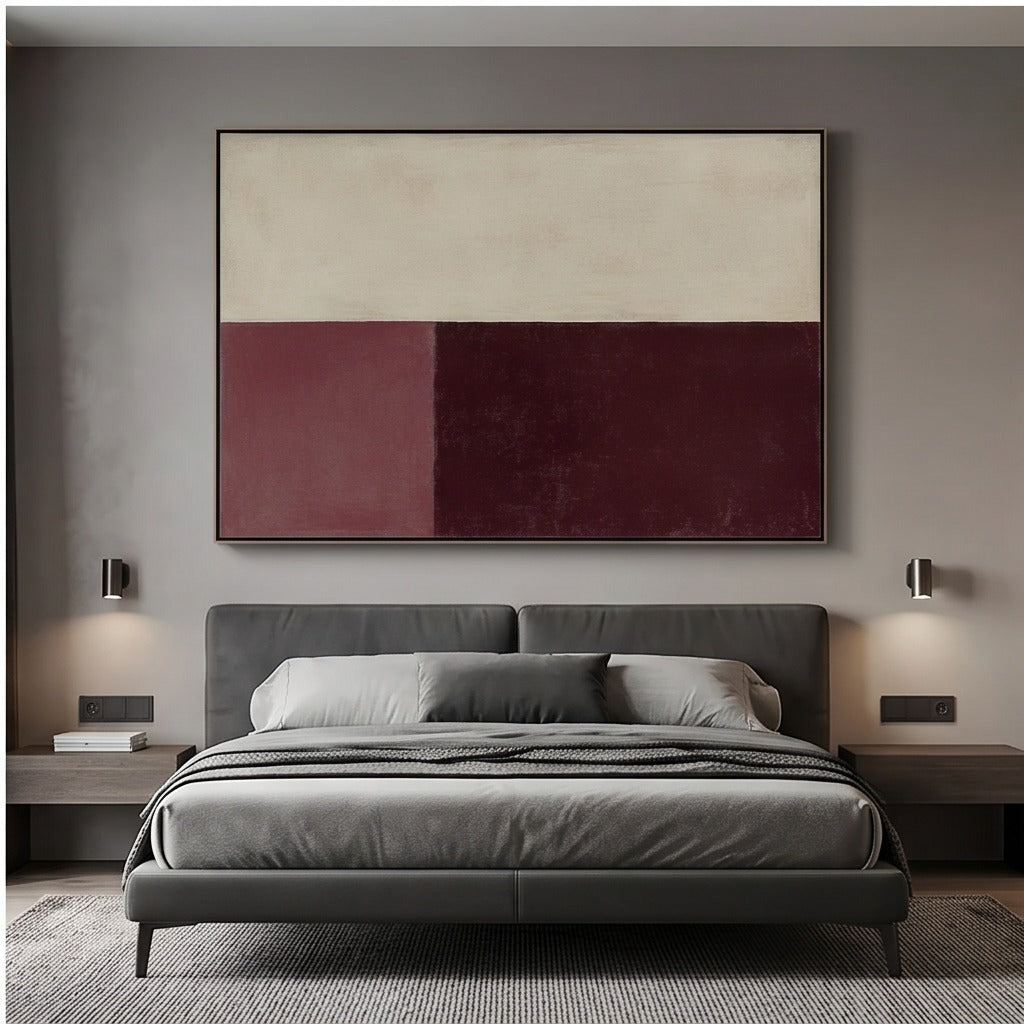 Burgundy Geometric Abstract Wall Art #TO223