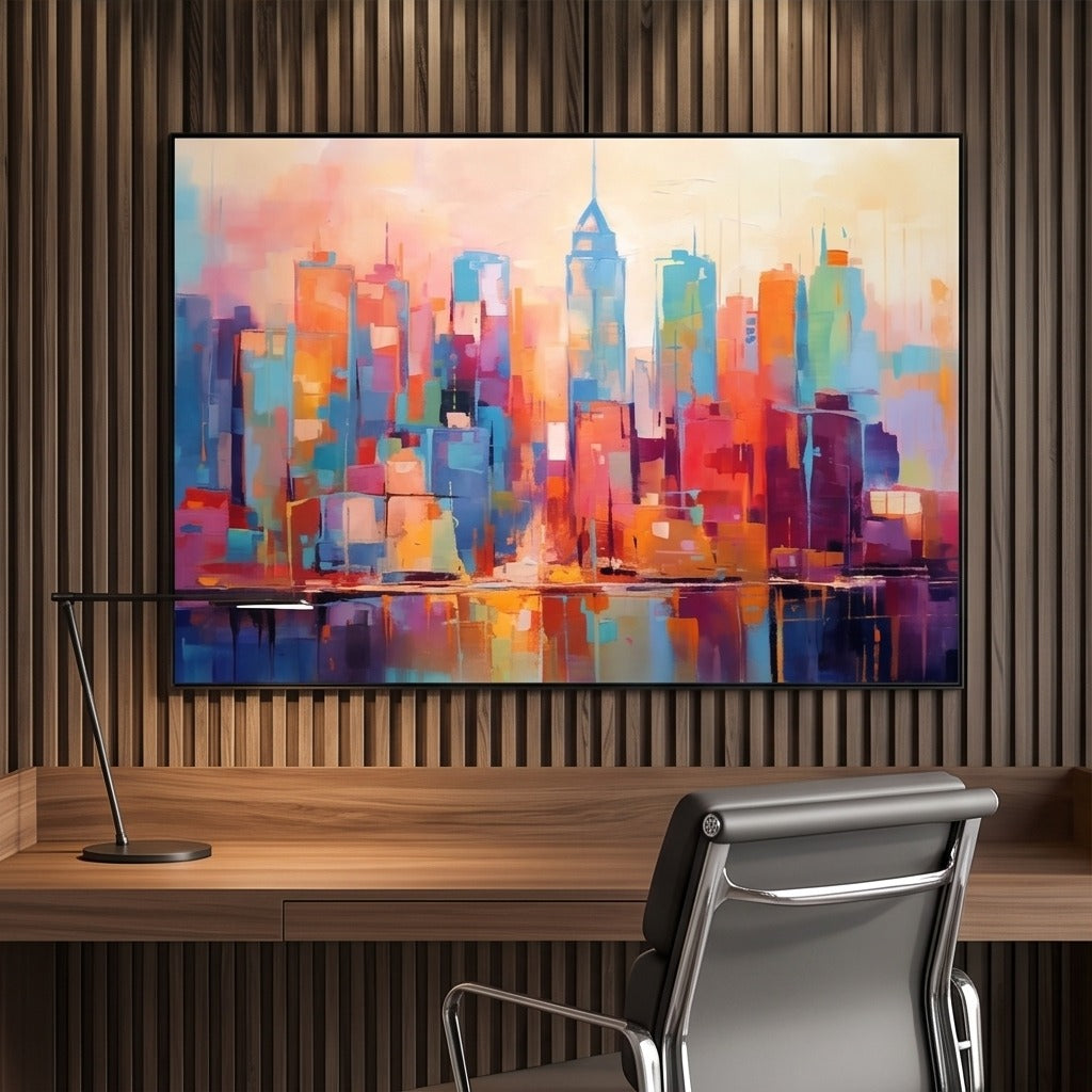 Colorful Abstract Cityscape Wall Art #TO318