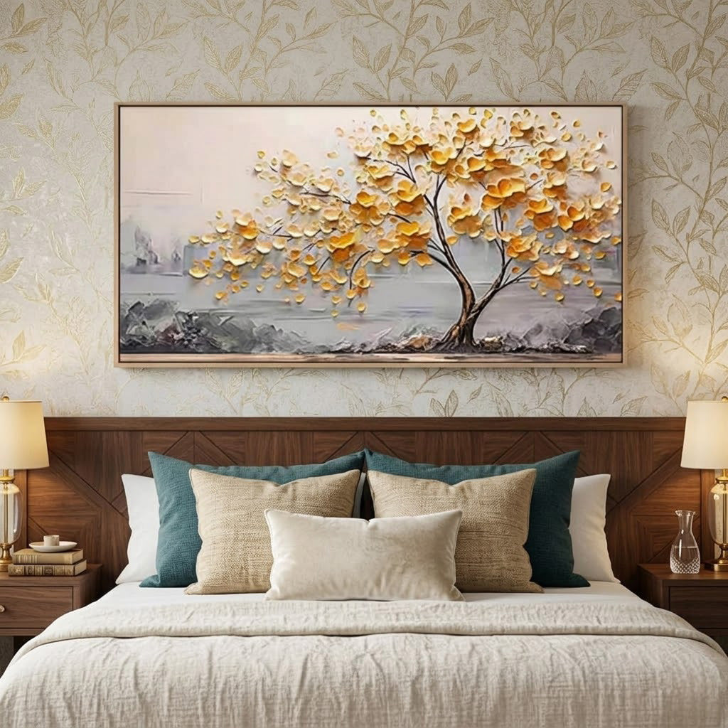 Golden Tree Wall Art Canvas #MT328