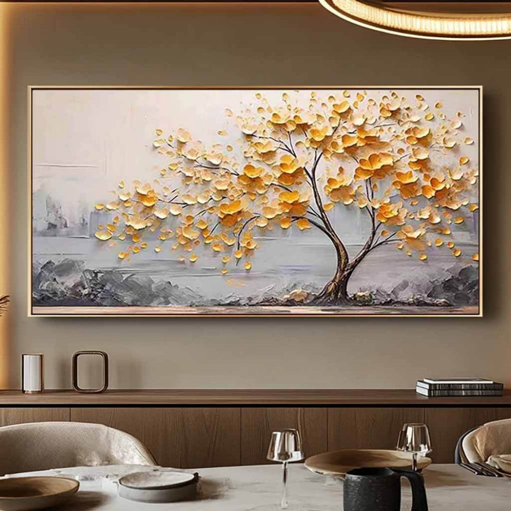 Golden Tree Wall Art Canvas #MT328
