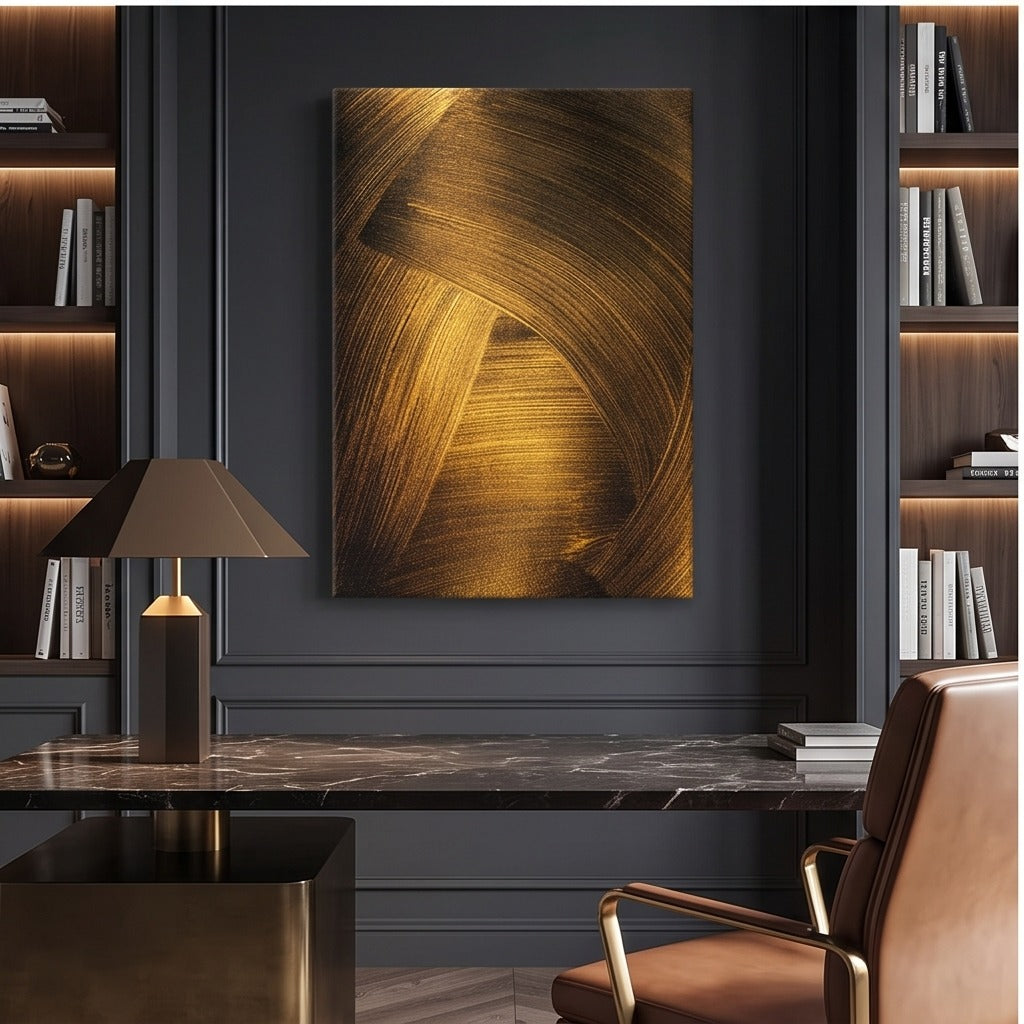 Gold & Black Geometric Abstract Wall Art #TO128