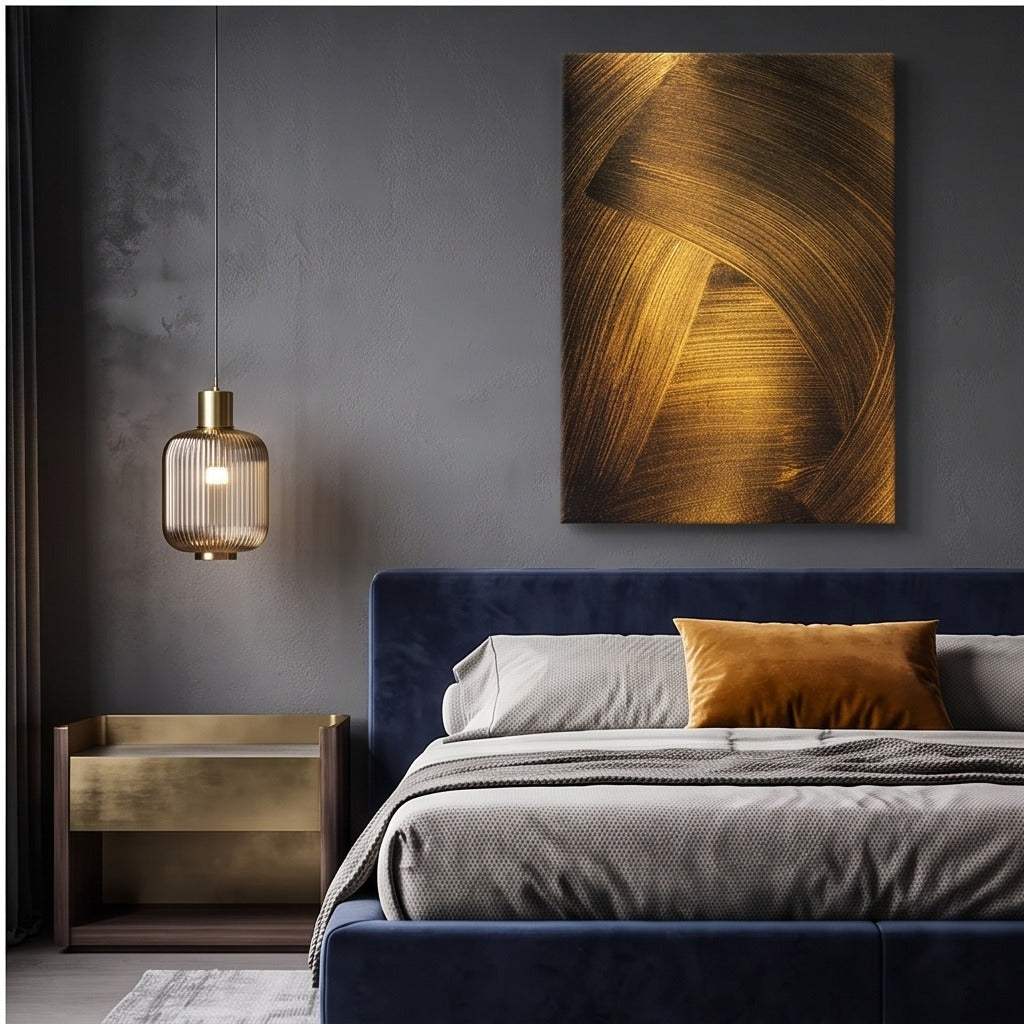 Gold & Black Geometric Abstract Wall Art #TO128