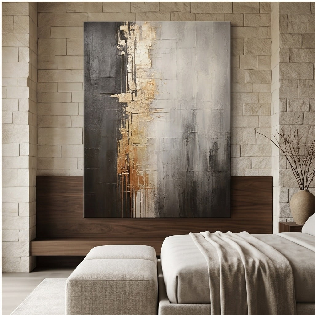Gray & Gold Abstract Wall Art  #TO860