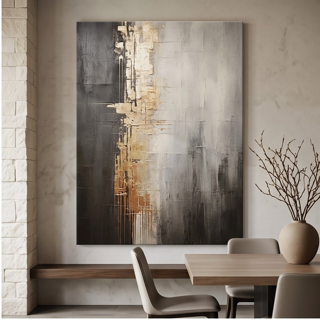 Gray & Gold Abstract Wall Art  #TO860