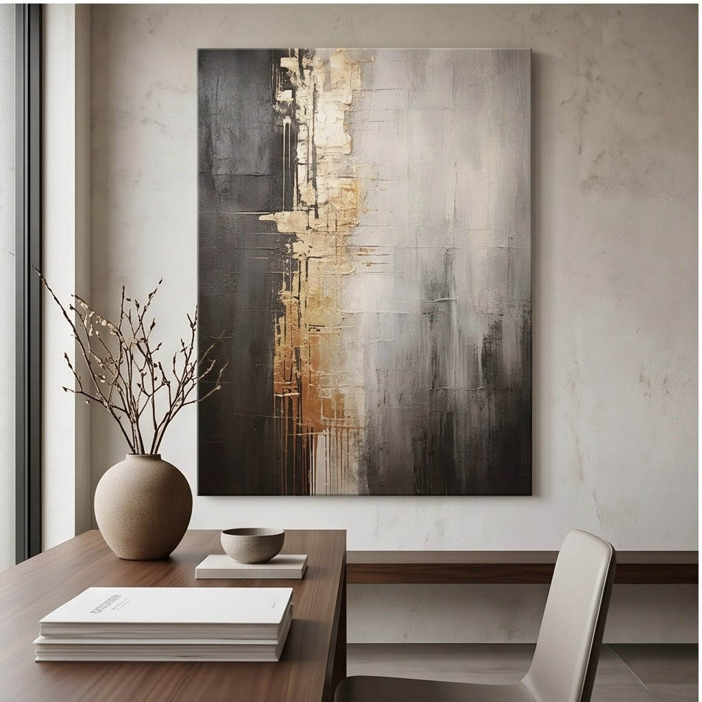 Gray & Gold Abstract Wall Art  #TO860