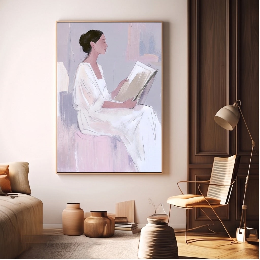 Minimalist Woman Reading Wall Art #TO049