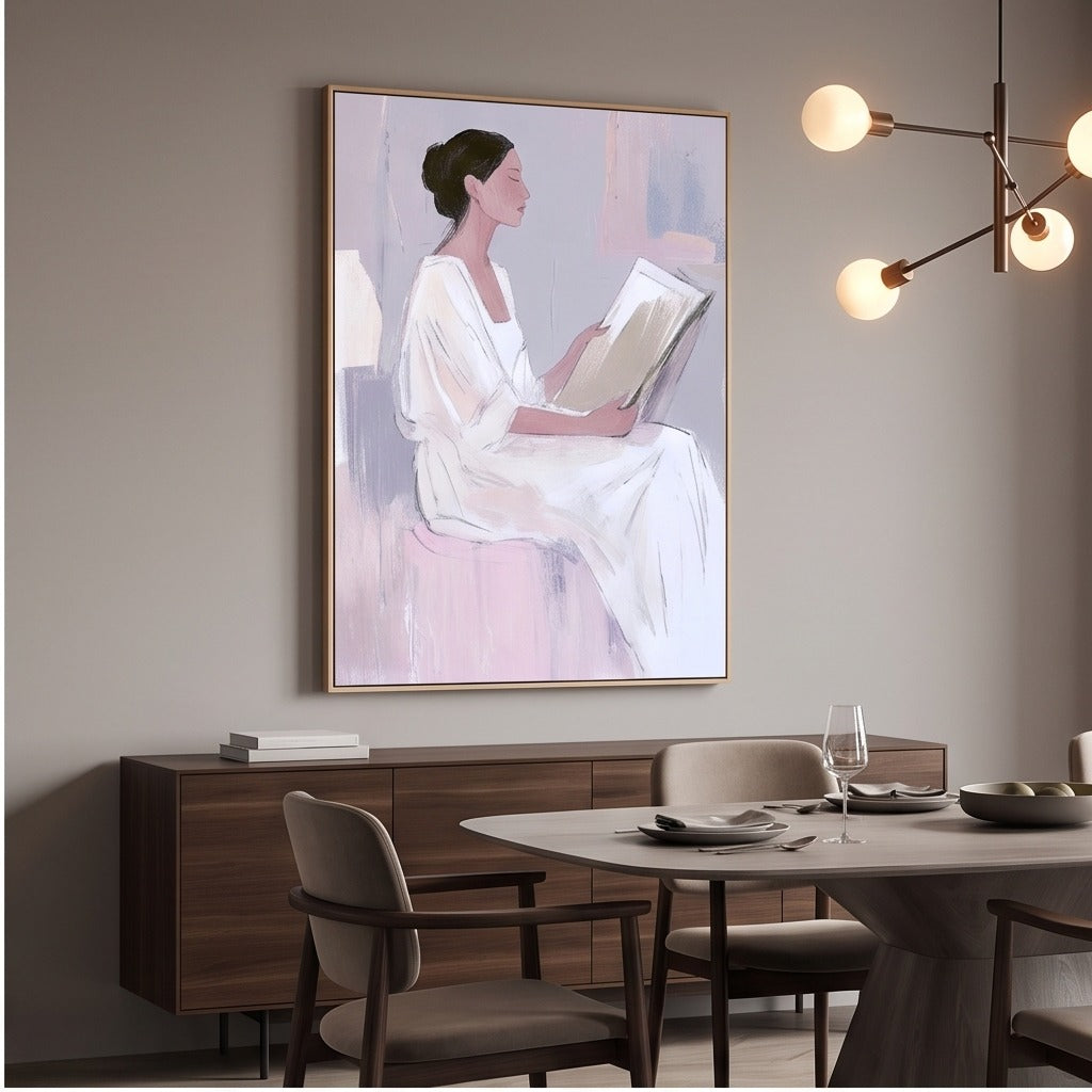 Minimalist Woman Reading Wall Art #TO049