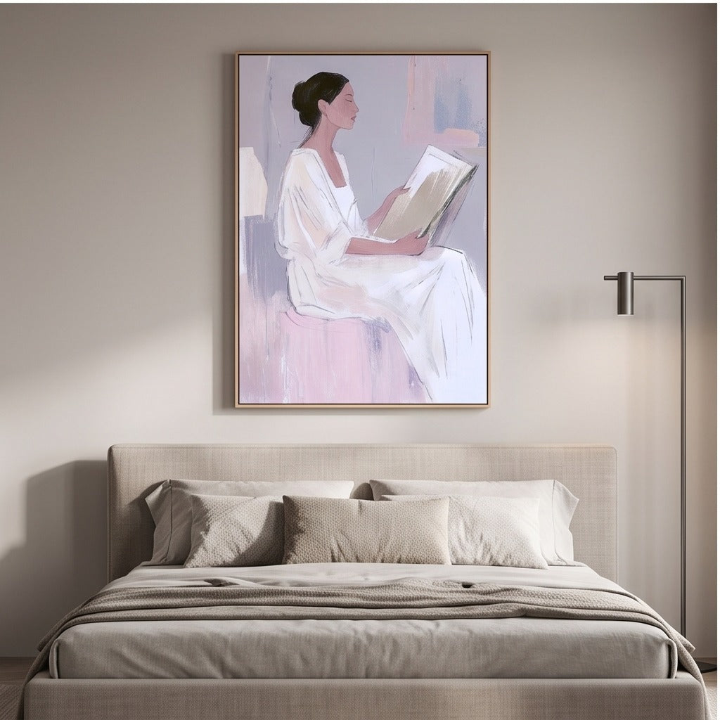 Minimalist Woman Reading Wall Art #TO049