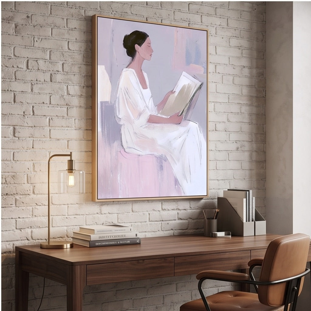 Minimalist Woman Reading Wall Art #TO049