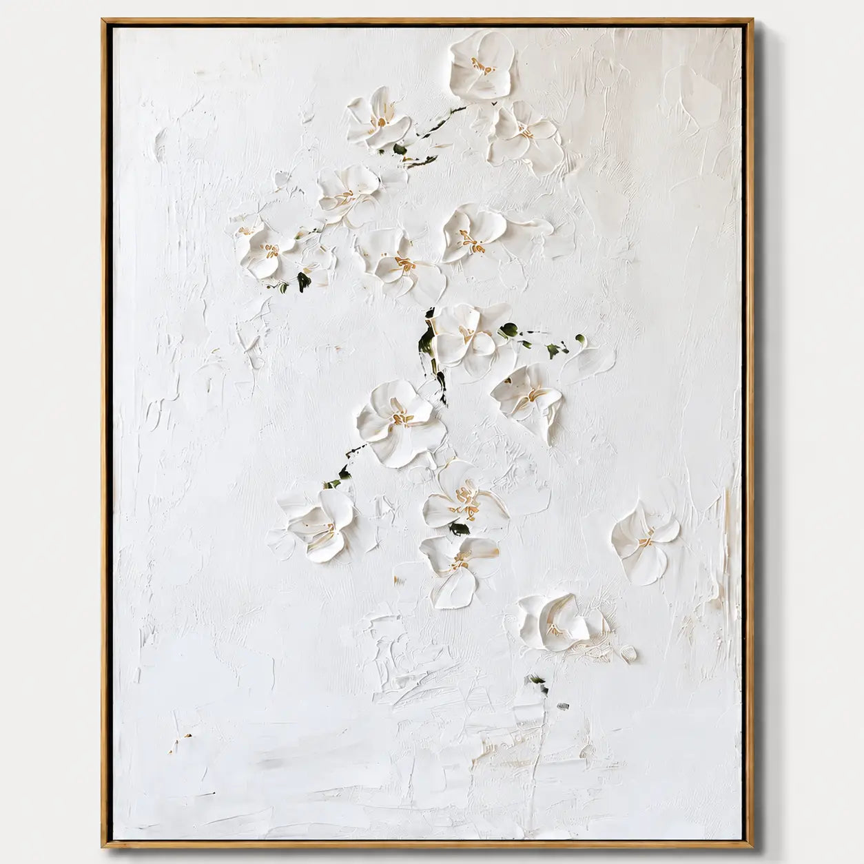 White Textured Floral Wall Art #MT059